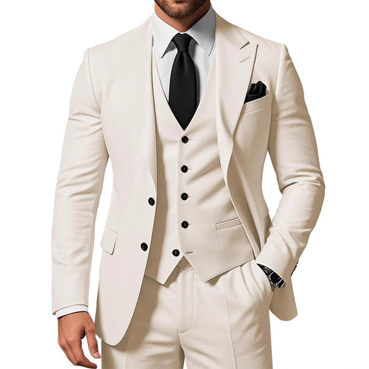Ensemble veste et pantalon décontractés à boucle, couleur unie, pour homme, 2 pièces