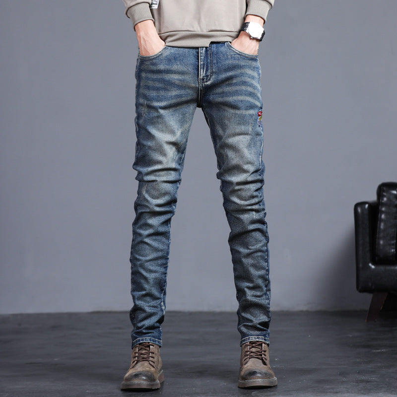 Jugend Retro bestickte Jeanshose