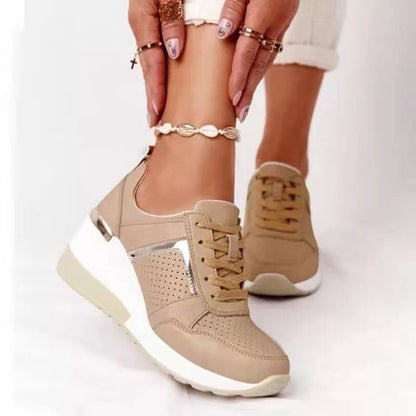 Plus Size Casual Platform Dad Shoes Lace-up Wedge Sports Women - ARCHSHOPE