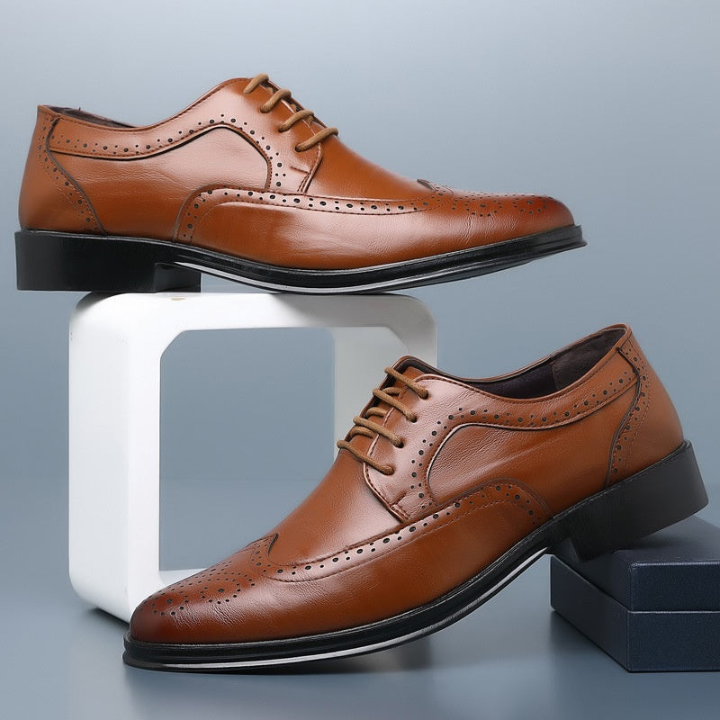 Blockgeschnitzte Freizeitschuhe aus Leder für Herren