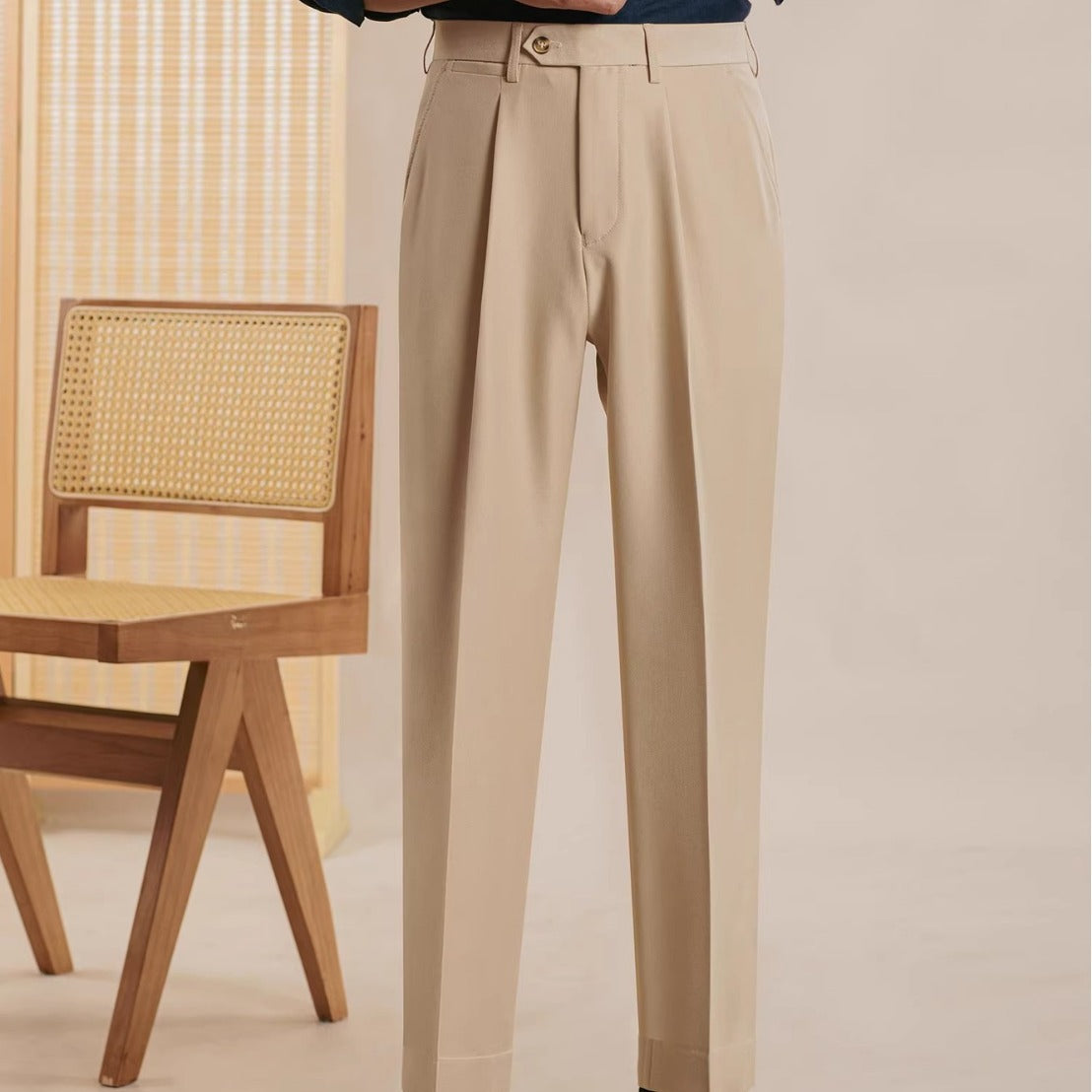 Pantalon de costume décontracté italien pour homme, printemps et automne