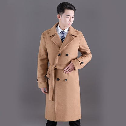 Männer Lange Windjacke Herbst Und Winter Neue Woll Zweireiher Mode Slim