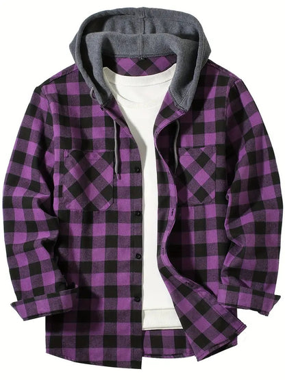 Chemise à capuche à carreaux pour homme
