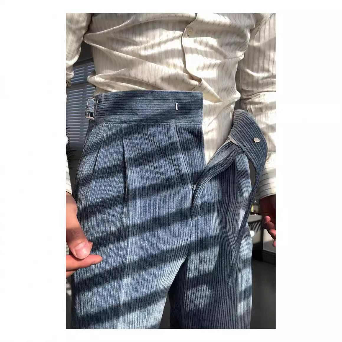 Mittelhohe Taille Anzughose Herren Freizeithose Slim Drooping Straight