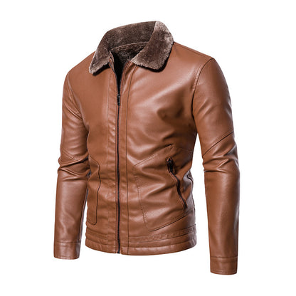 Slim Fit Revers Business Casual Lederjacke für Herren