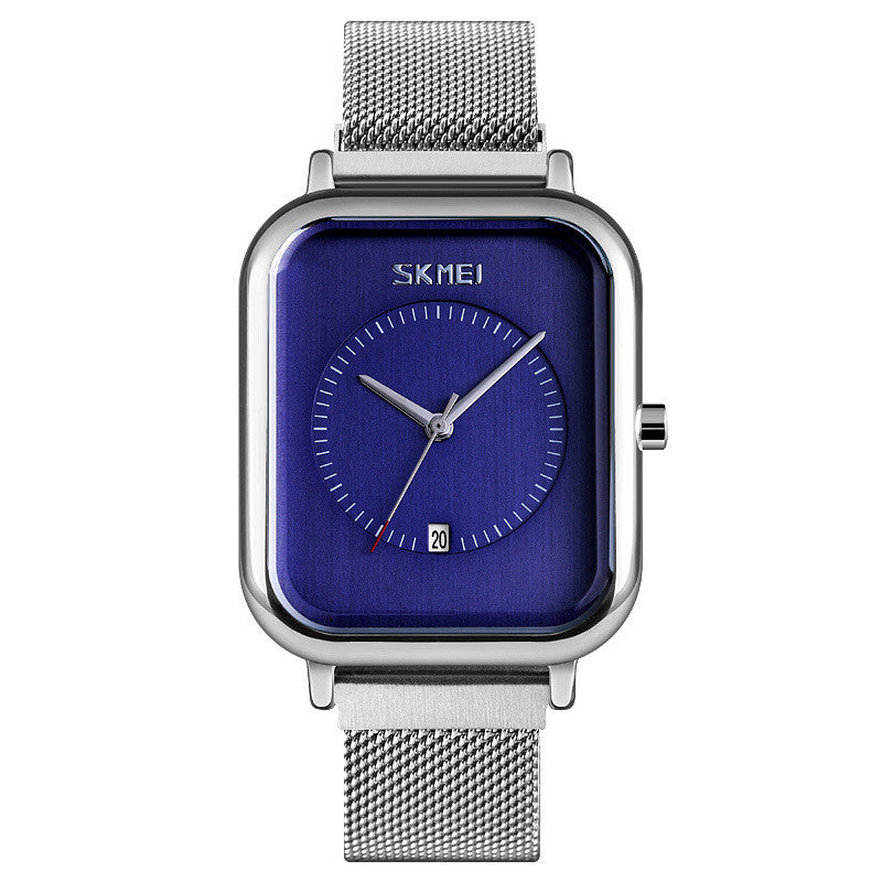 Fashionable Mens Square Business Quartz Student Mens Mesh-Strap Waterproof Calendar Watch - ARCHSHOPE