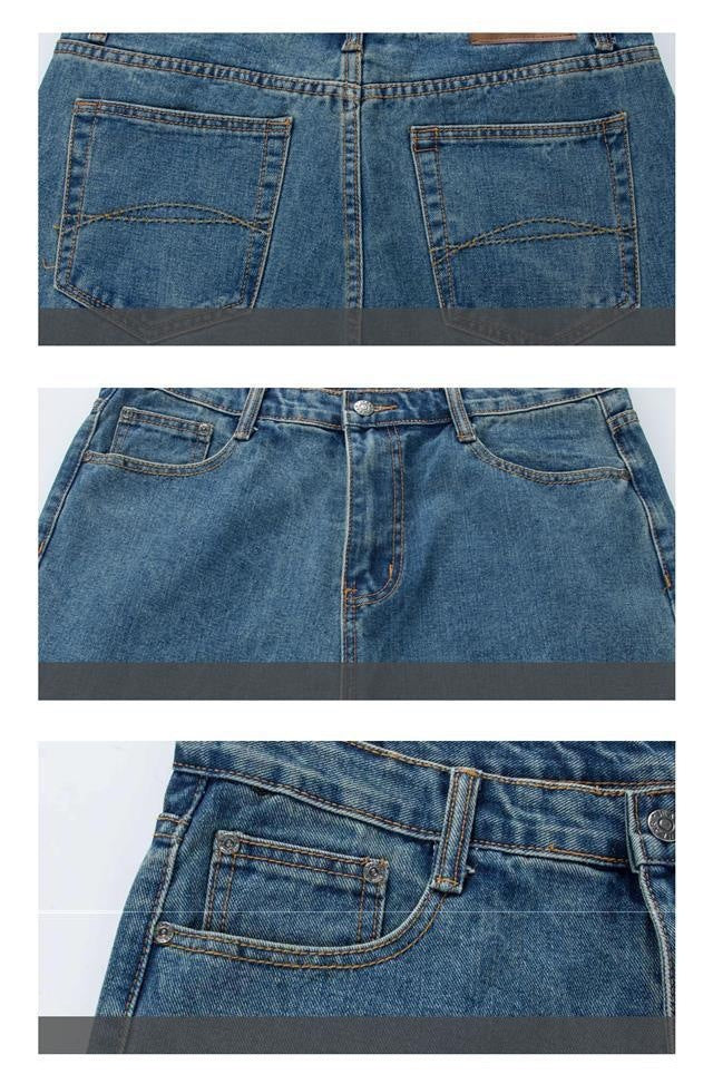 Jean ample décontracté pour homme, coupe droite