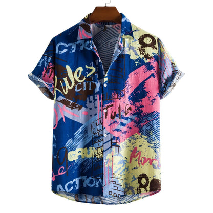 Hawaiian Men's Summer 3D Printed Short-sleeved Shirt