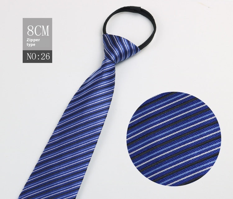 Black Men's Tie Striped Blue Business Tie Lazy Zip Tie In Stock Wholesale Pull Peels - ARCHSHOPE