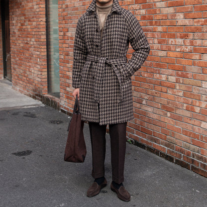Veste mi-longue chaude à motif pied-de-poule pour homme
