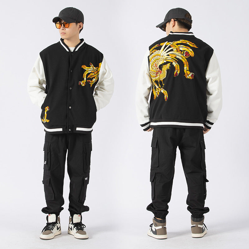 Lockere, bestickte Vintage-Wildlederjacke für Herren