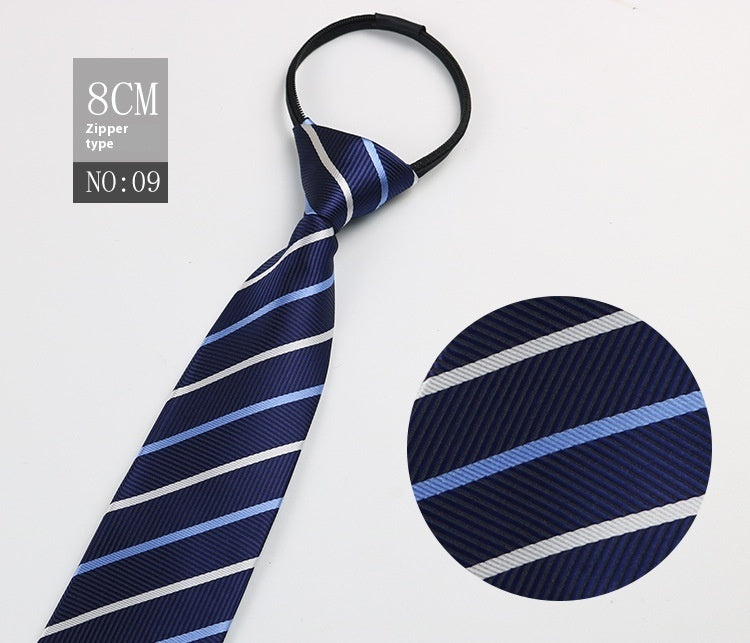 Black Men's Tie Striped Blue Business Tie Lazy Zip Tie In Stock Wholesale Pull Peels - ARCHSHOPE