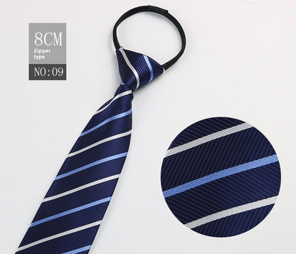 Black Men's Tie Striped Blue Business Tie Lazy Zip Tie In Stock Wholesale Pull Peels - ARCHSHOPE
