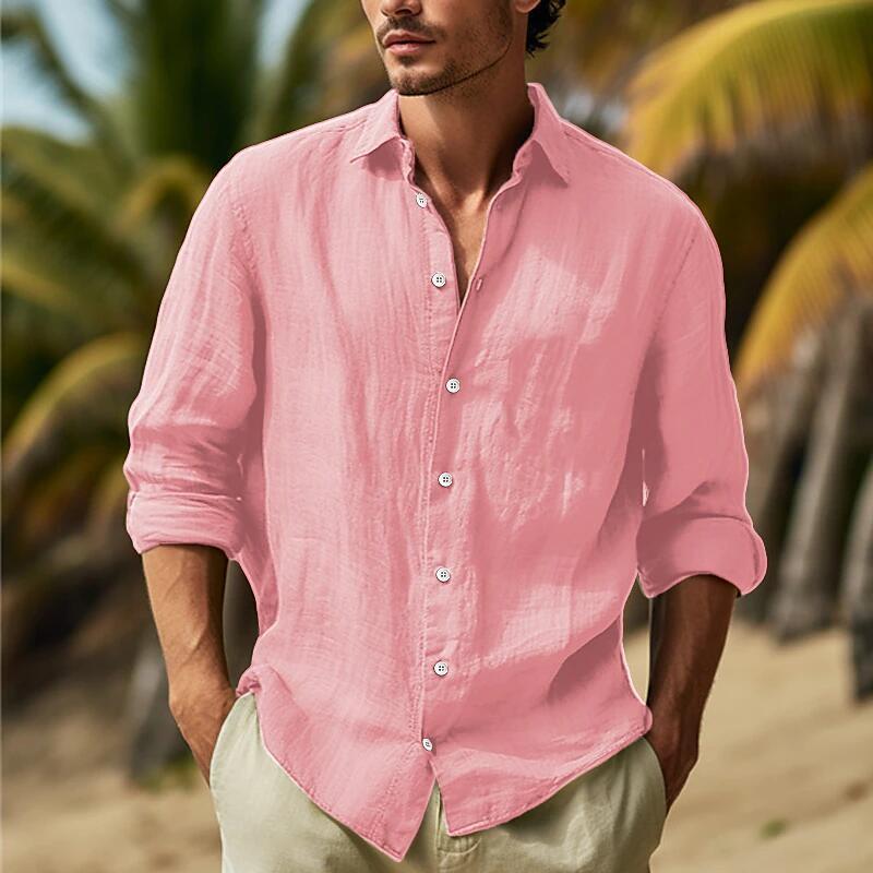 Men's Casual Solid Color Plus Size Shirt - ARCHSHOPE