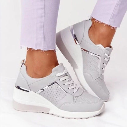 Plus Size Casual Platform Dad Shoes Lace-up Wedge Sports Women - ARCHSHOPE