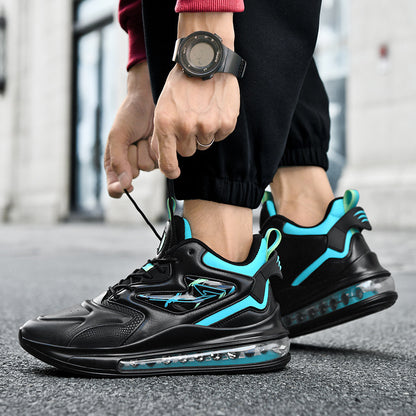 Farblich passende Schnür-Sneaker mit Luftpolsterung, leichte Herrenschuhe mit dicker Sohle, modische Freizeitschuhe für den Laufsport