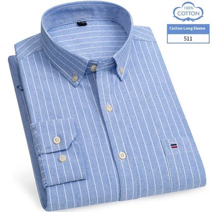 Chemise en coton à manches longues pour homme, coupe slim, style business décontracté