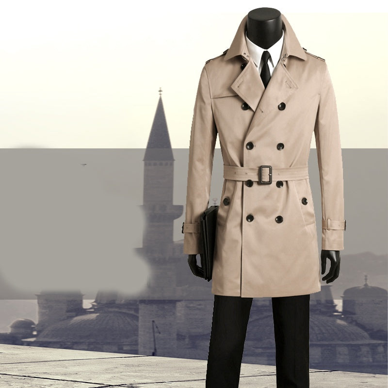 Schmaler, langer Trenchcoat für Herren