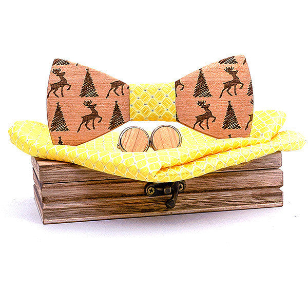 Christmas gift elk design wooden bow tie - ARCHSHOPE