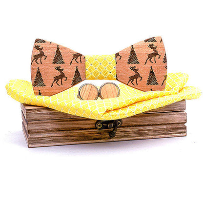 Christmas gift elk design wooden bow tie - ARCHSHOPE