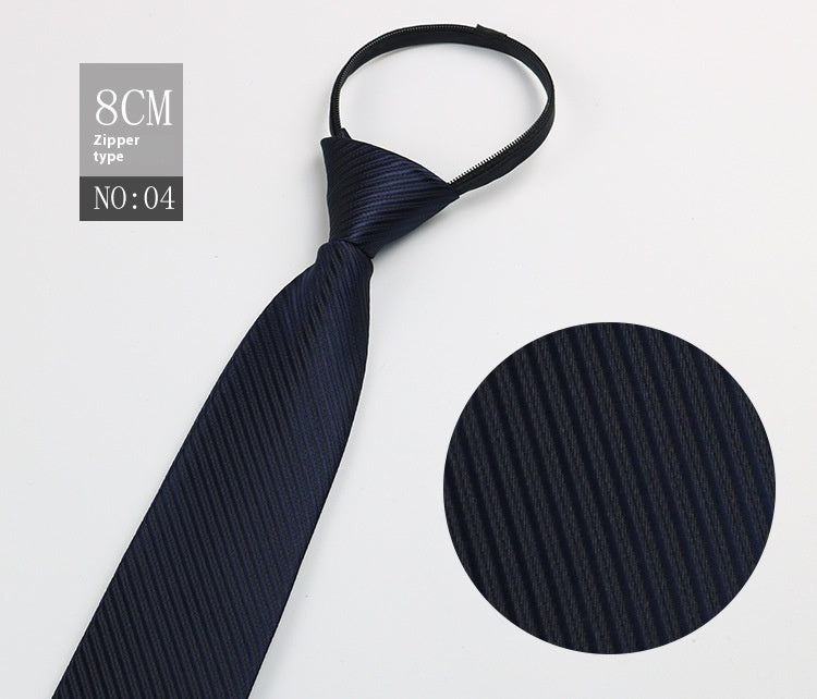 Black Men's Tie Striped Blue Business Tie Lazy Zip Tie In Stock Wholesale Pull Peels - ARCHSHOPE