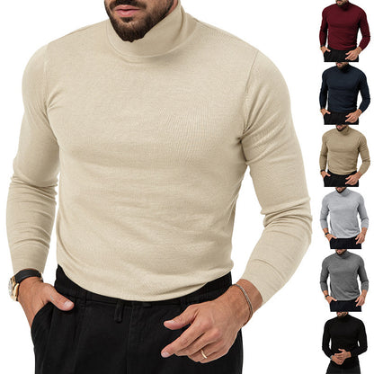 Herbst und Winter Neuer hochelastischer Rollkragenpullover aus Kaschmir mit dicker, warmer Unterwolle für junge Männer