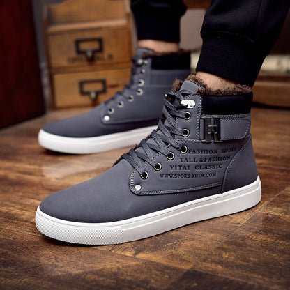 DEKABR Heißer Männer Schuhe Mode Warme Pelz Winter Männer Stiefel Herbst Leder Schuhe Für Mann Neue High Top Leinwand Casual schuhe Männer 