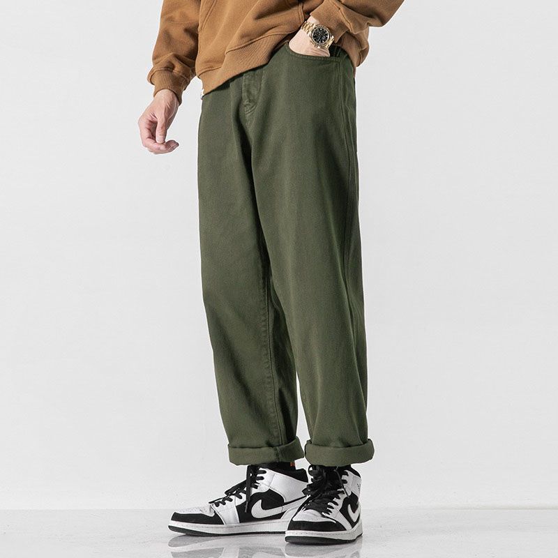 Retro Einfarbige Lockere Gerade Hose