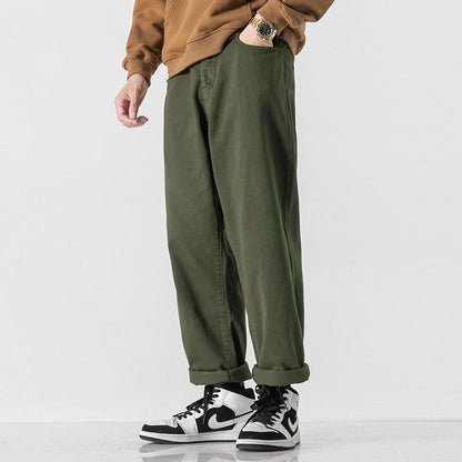 Retro Einfarbige Lockere Gerade Hose