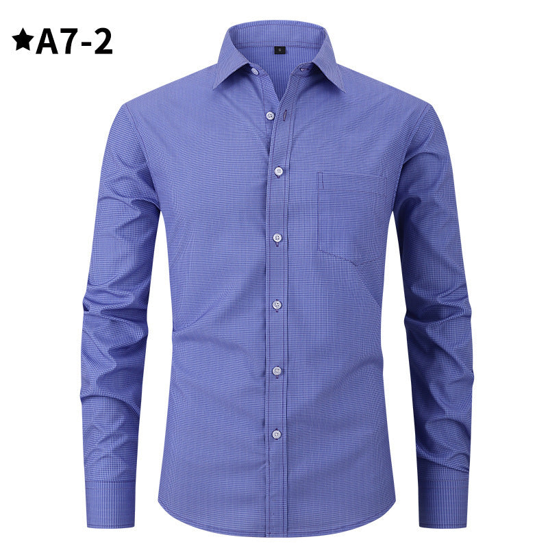 Chemise à carreaux à col polo de couleur unie pour homme