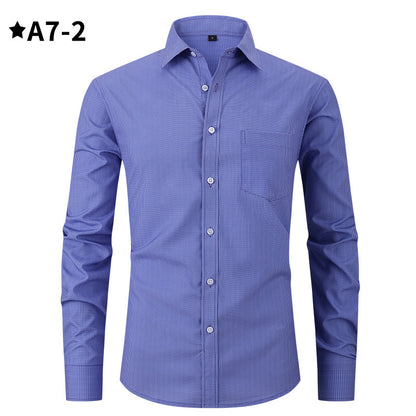 Chemise à carreaux à col polo de couleur unie pour homme