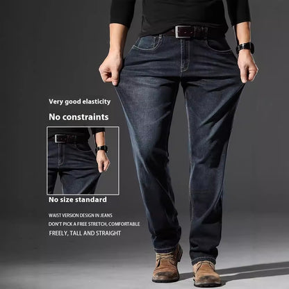 Hochelastische Herren-Jeans mit gerader Passform und lockerem Schnitt für Frühling und Herbst