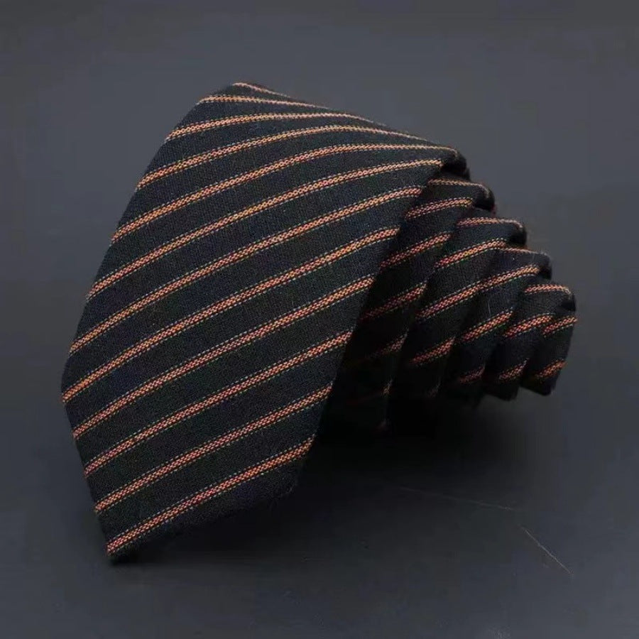 Thickened Sanded Fabric Hand Hit Men's Business Fashion Striped Solid Color Tie Cotton Formal Wear - ARCHSHOPE