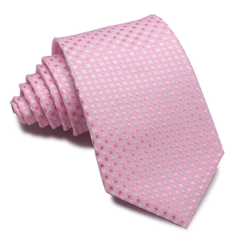 8CM Polyester Jacquard Striped Tie Men's Business Formal Red Black Blue - ARCHSHOPE
