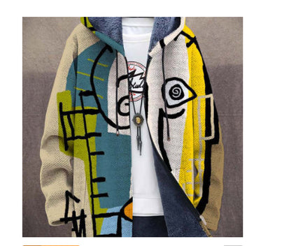 Lässige Herrenjacke mit Reißverschluss und Kapuze, baumwollgefüttert