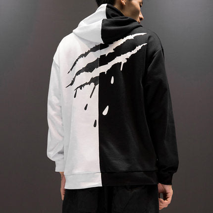 Women Patchwork Casual Hoodies Fall Winter Letter Printing Loose Pullover Men High Street Fashion Hooded Sweatshirts - ARCHSHOPE