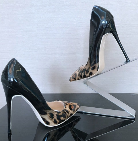 Shallow mouth pointed fine with color matching leopard sexy fashion high heels - ARCHSHOPE