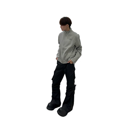 Große Tasche Falten Schwarze Cargohose Herren