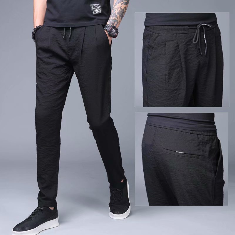 Pantalon long d'été en soie glacée pour homme
