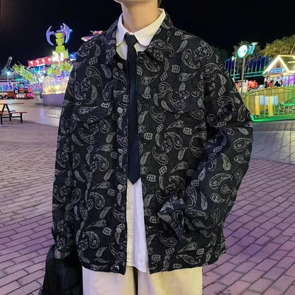 Schwarze Jacquard-Karierte Jeansjacke für Frühling und Herbst