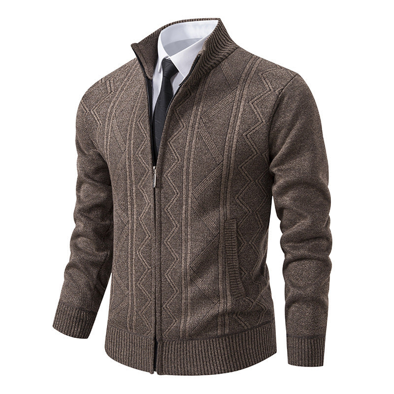 Herbst Winter Männer Wollpullover Herren Strickjacke Mantel Stehkragen