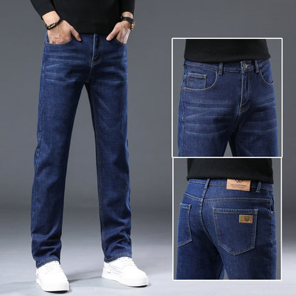 Winter Fleece-gefütterte dicke Jeans Herren Plus Size Loose Straight Casual Hose