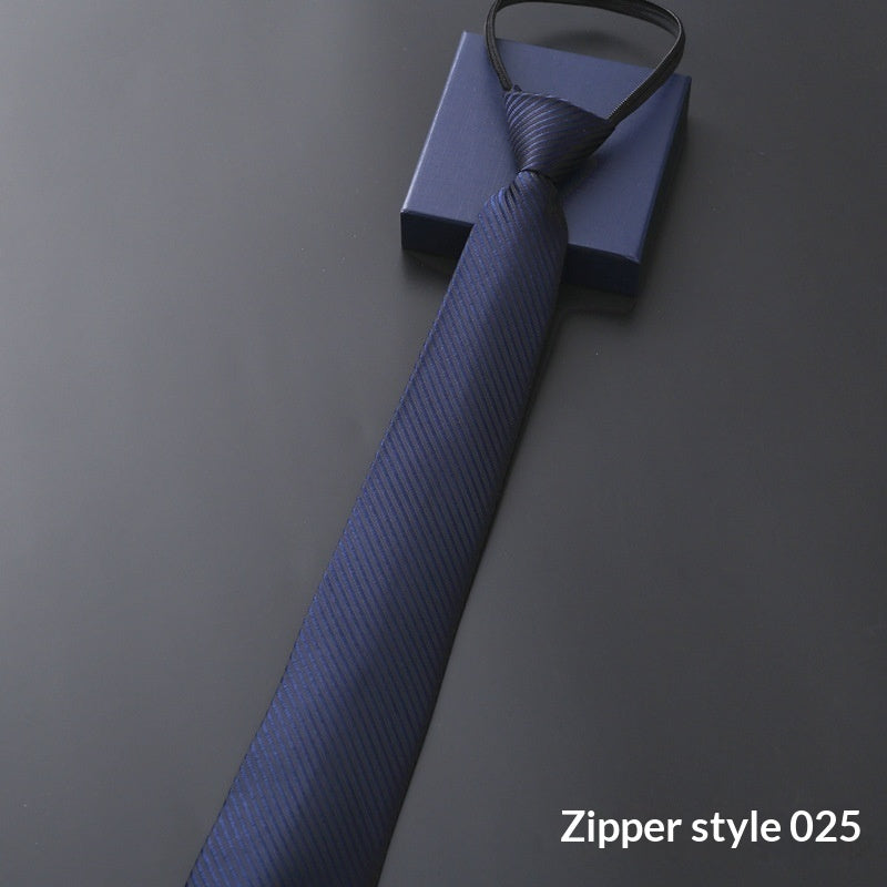 Mens Business Formal Zipper Tie With Blue Stripes - ARCHSHOPE