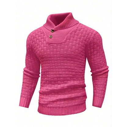 Men's Slim Turtleneck Sweater With Button Design Fashion Casual Solid Color Pullover Top Clothing - ARCHSHOPE