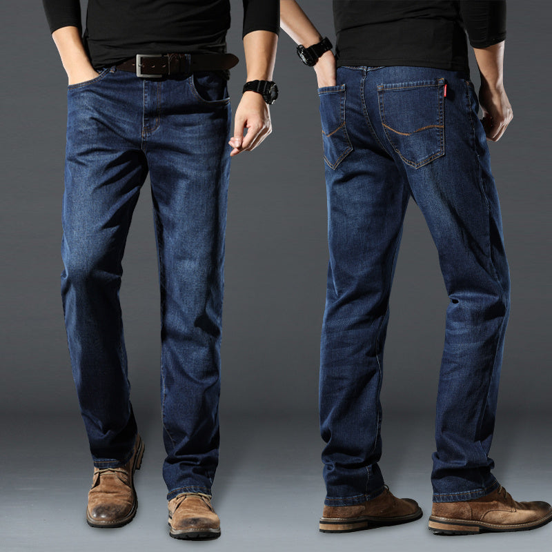 Hochelastische Herren-Jeans mit gerader Passform und lockerem Schnitt für Frühling und Herbst