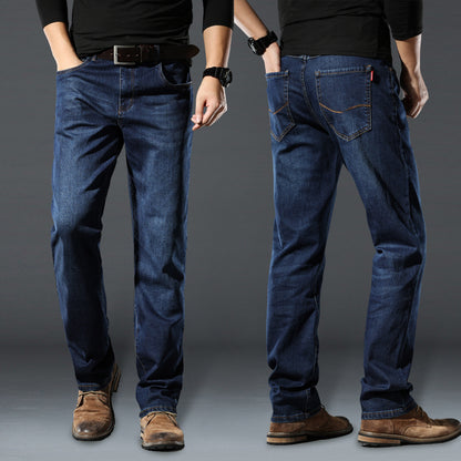 Hochelastische Herren-Jeans mit gerader Passform und lockerem Schnitt für Frühling und Herbst