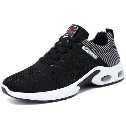 Modische Mesh-Schuhe mit gestreiftem Design für Herren, atmungsaktive Schnür-Sneaker für den Außenbereich, lässige, leichte Laufsportschuhe für Herren