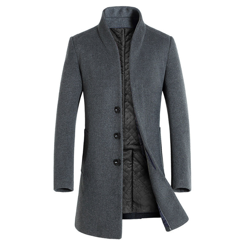 Manteau slim mi-long en laine pour homme, trench-coat