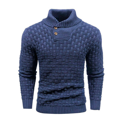 Men's Slim Turtleneck Sweater With Button Design Fashion Casual Solid Color Pullover Top Clothing - ARCHSHOPE