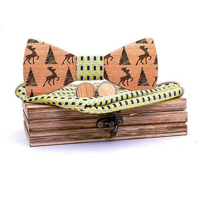 Christmas gift elk design wooden bow tie - ARCHSHOPE
